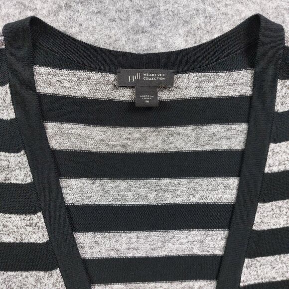 J Jill Sweater Womens Sz M Striped Long Cardigan Wearever Collection Logenlook - Picture 10 of 11
